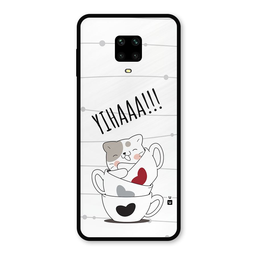 Cute Cat Cup Metal Back Case for Redmi Note 9 Pro