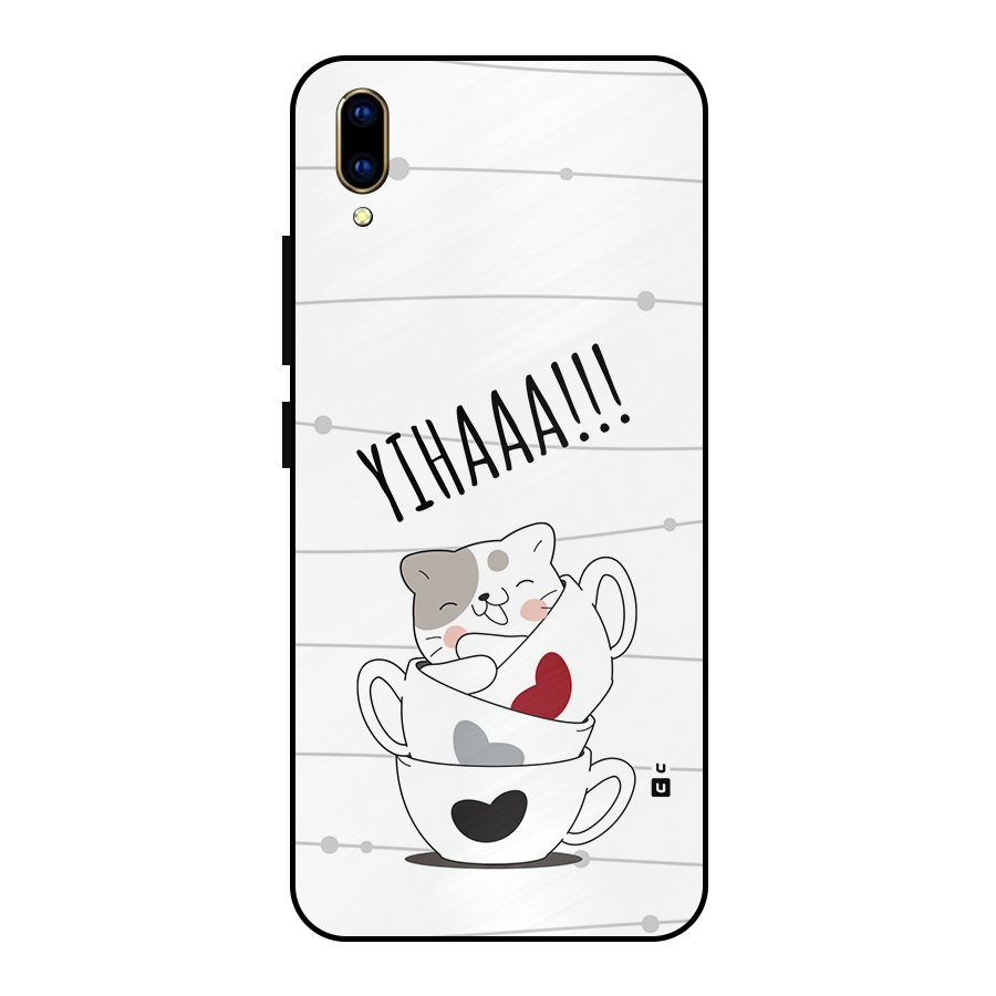 Cute Cat Cup Metal Back Case for Vivo V11 Pro