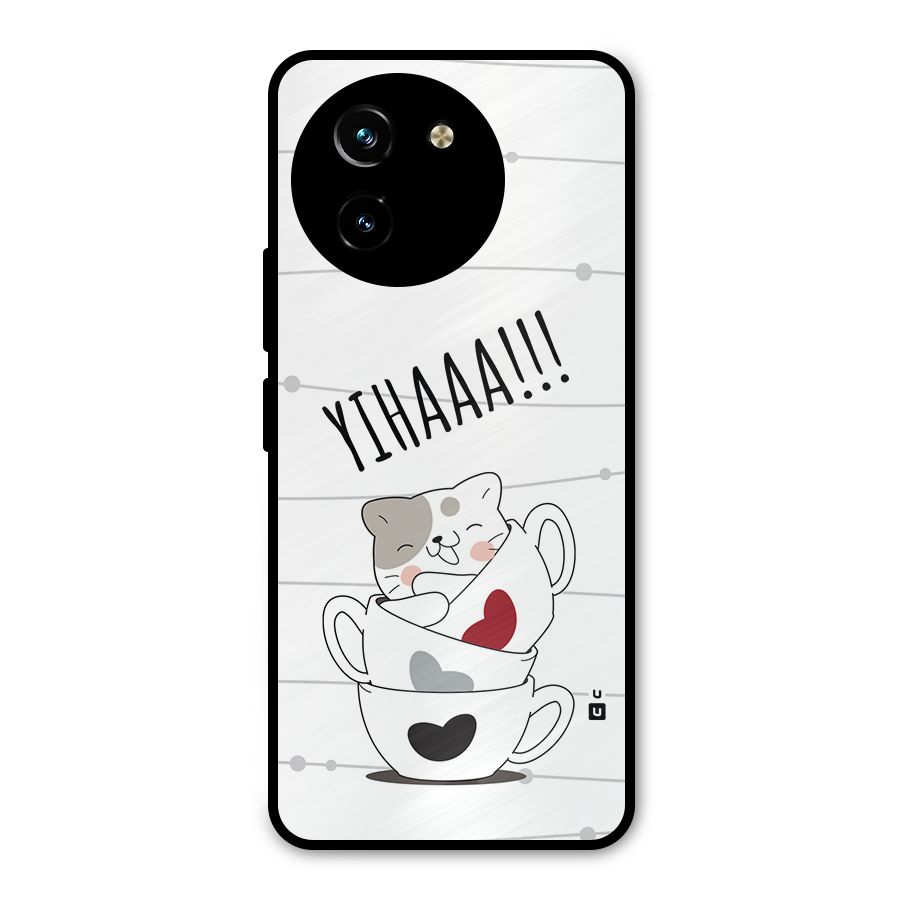 Cute Cat Cup Metal Back Case for Vivo Y200i