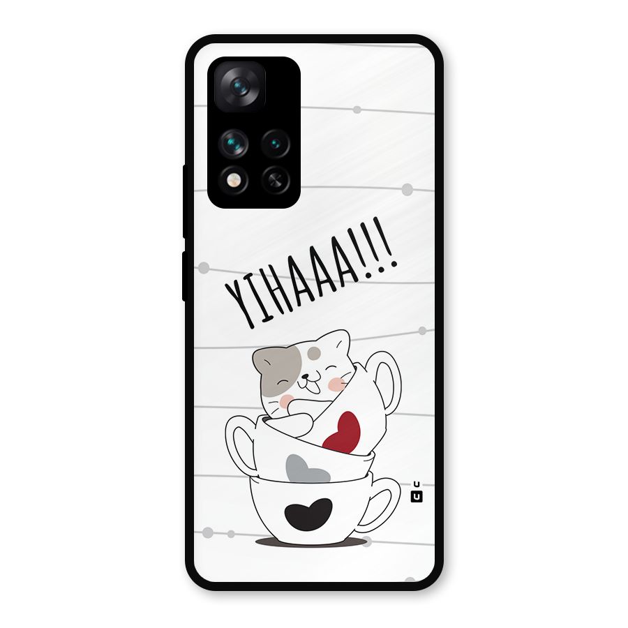 Cute Cat Cup Metal Back Case for Xiaomi 11i Hypercharge 5G