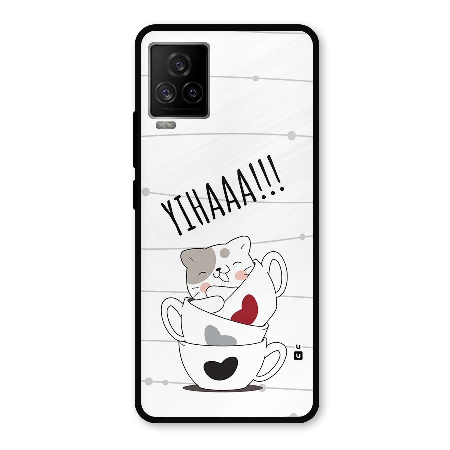 Cute Cat Cup Metal Back Case for iQOO 7 Legend 5G