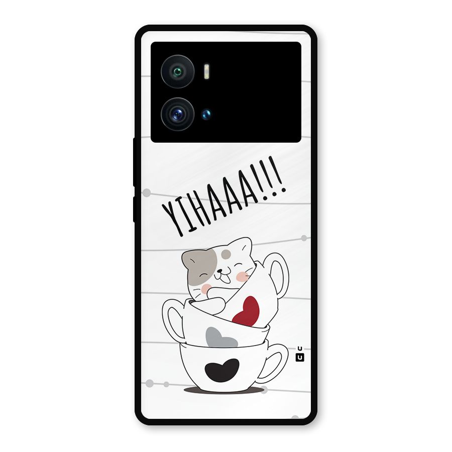 Cute Cat Cup Metal Back Case for iQOO 9 Pro