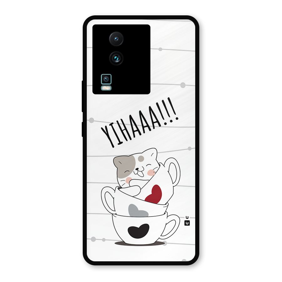 Cute Cat Cup Metal Back Case for iQOO Neo 7 Pro