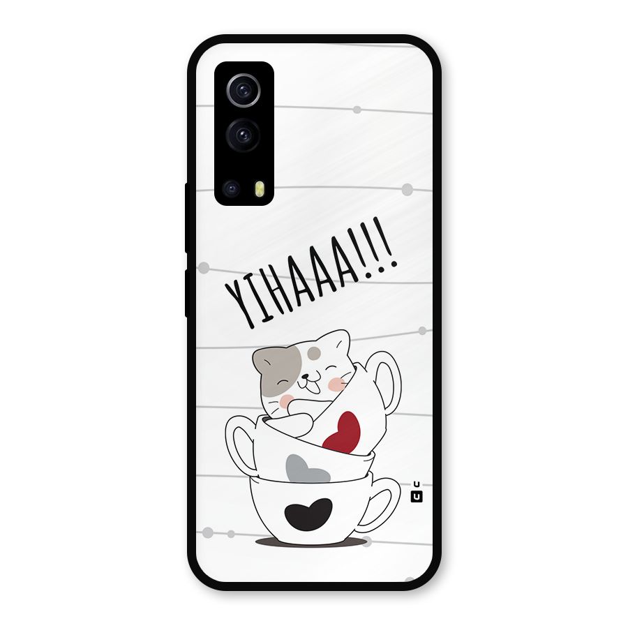 Cute Cat Cup Metal Back Case for iQOO Z3