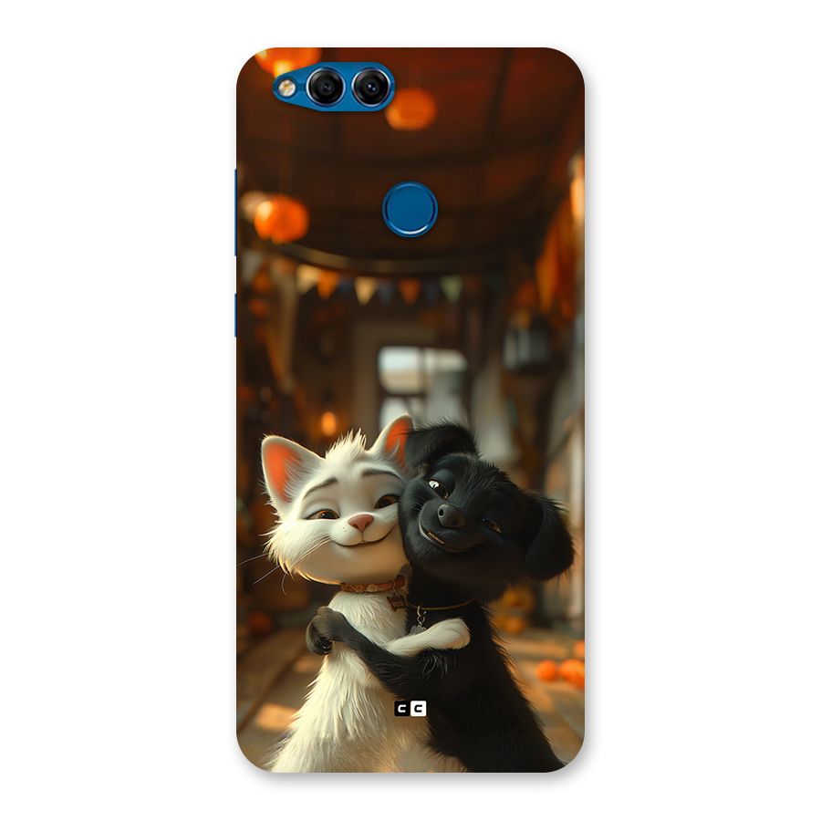 Cute Cat Dog Back Case for Honor 7X