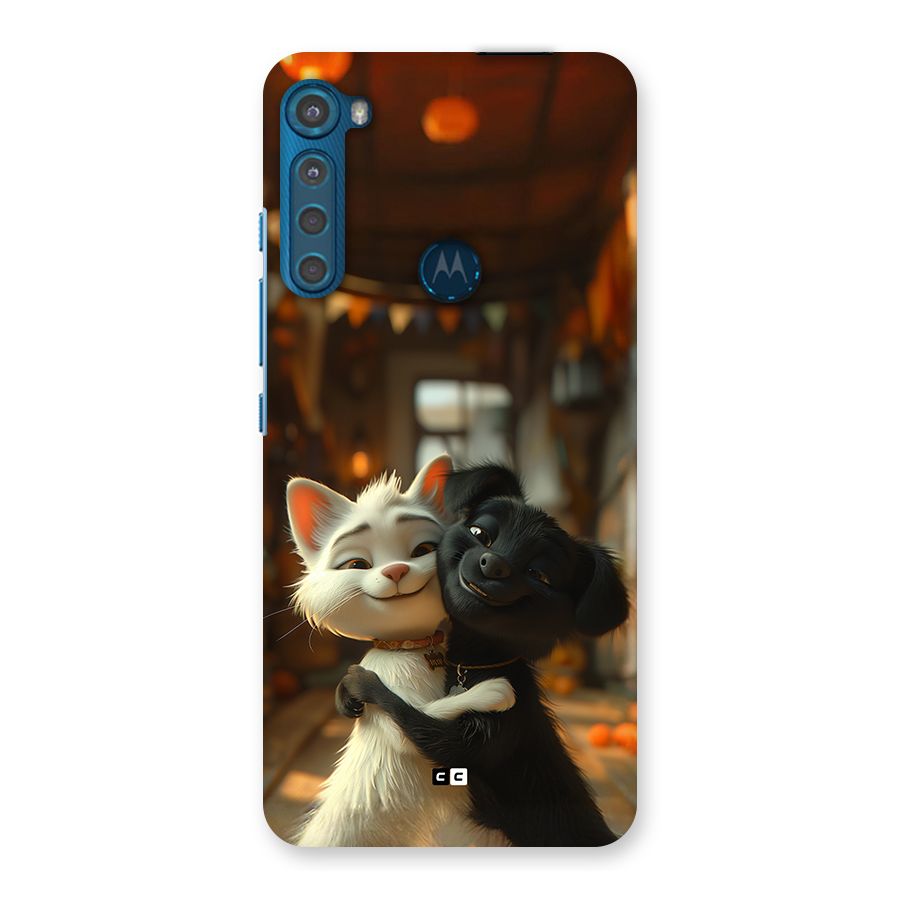 Cute Cat Dog Back Case for Motorola One Fusion Plus