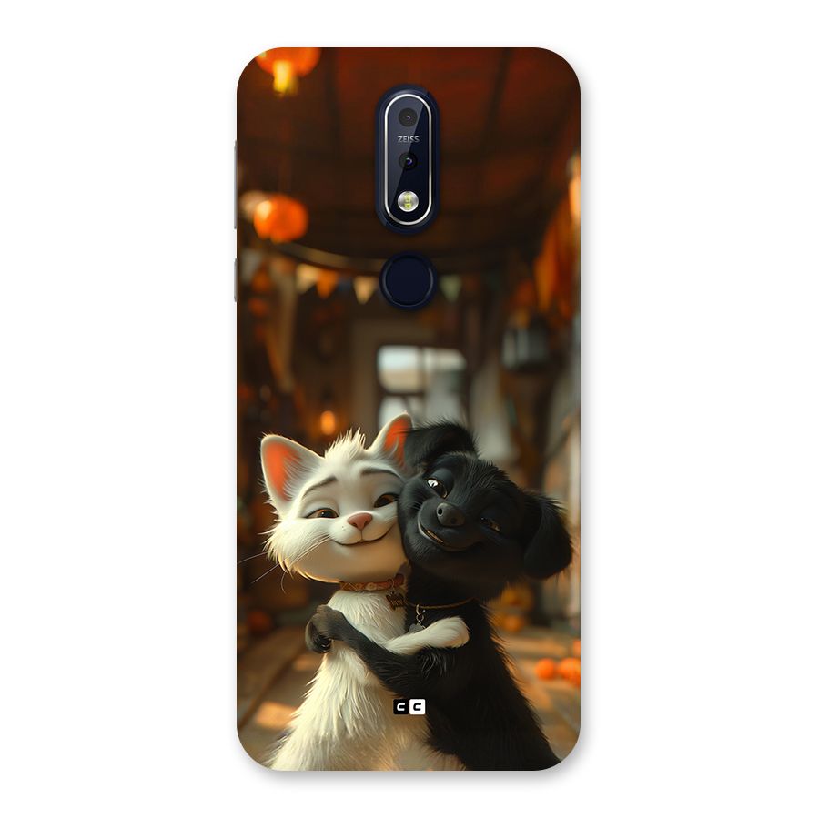 Cute Cat Dog Back Case for Nokia 7.1
