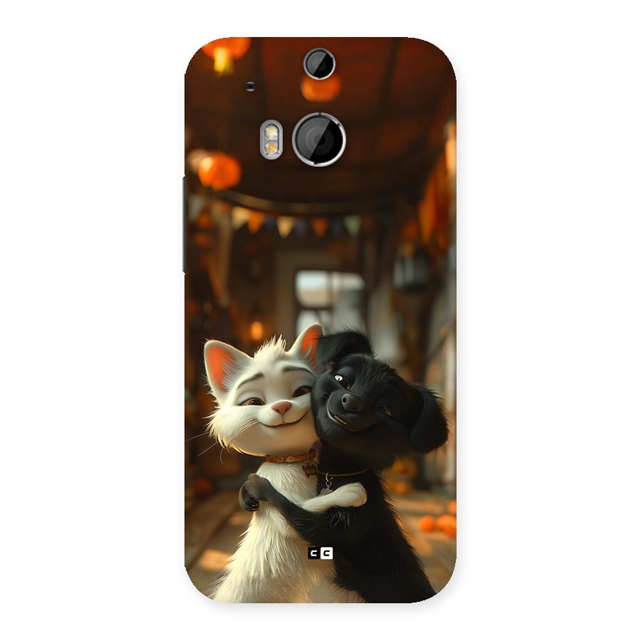 Cute Cat Dog Back Case for One M8