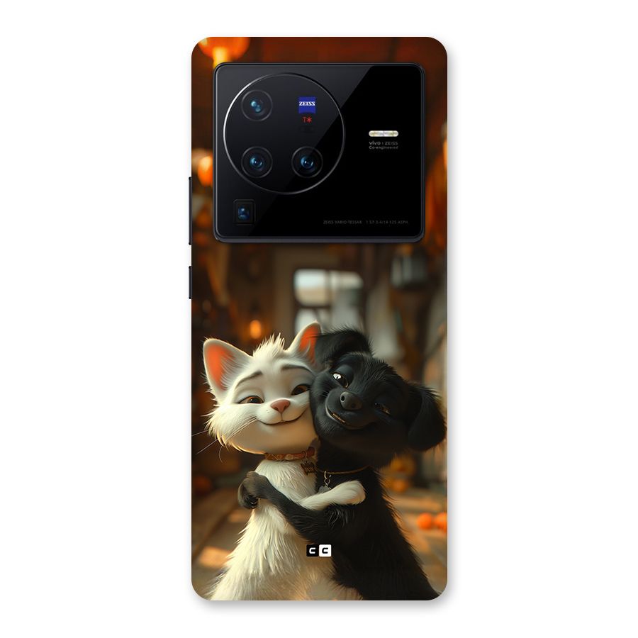 Cute Cat Dog Back Case for Vivo X80 Pro