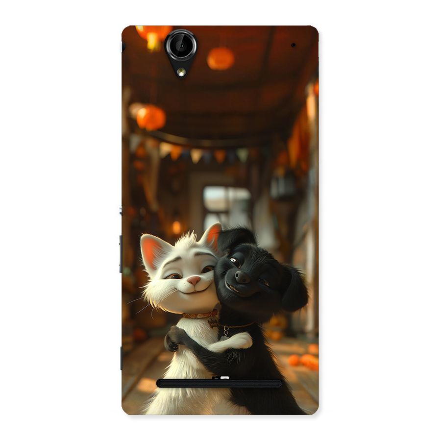 Cute Cat Dog Back Case for Xperia T2