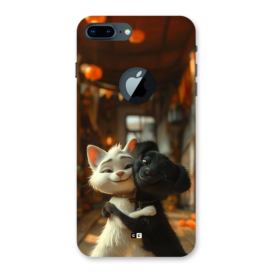 Cute Cat Dog Back Case for iPhone 7 Plus Logo Cut