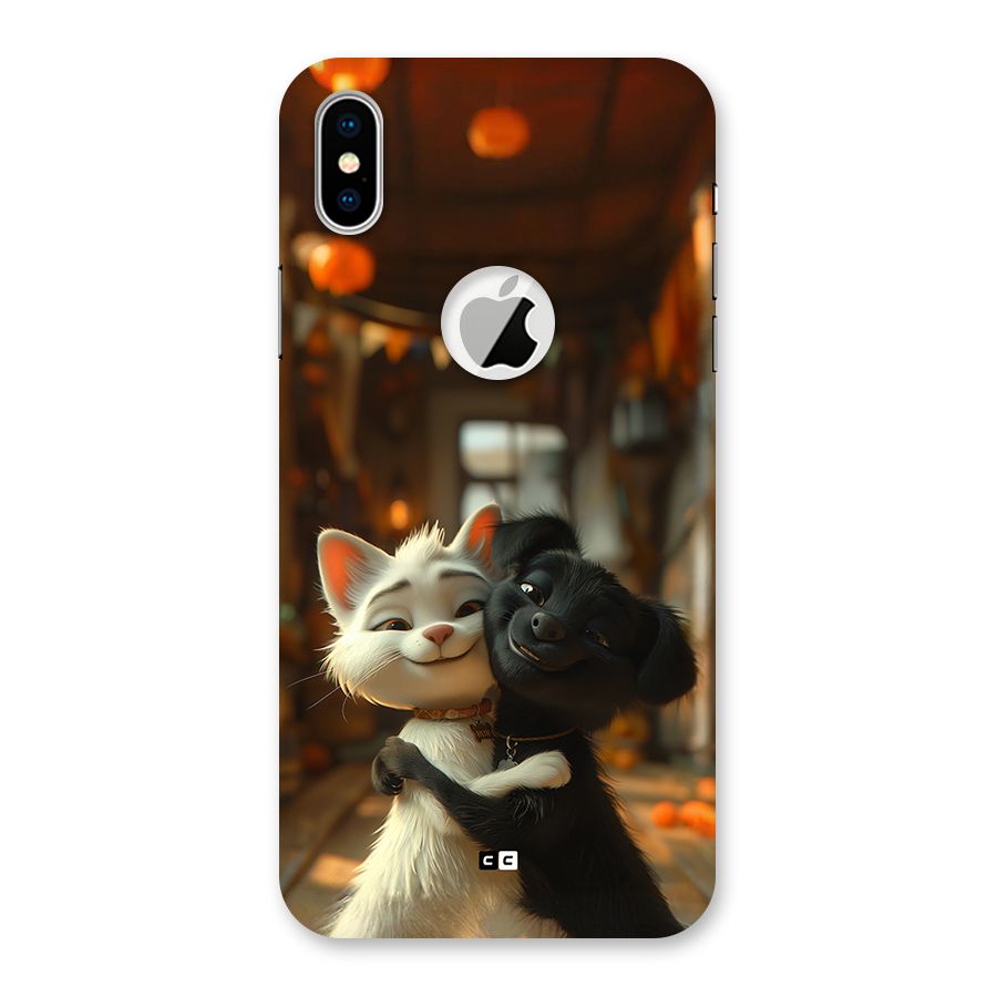 Cute Cat Dog Back Case for iPhone X Logo Cut