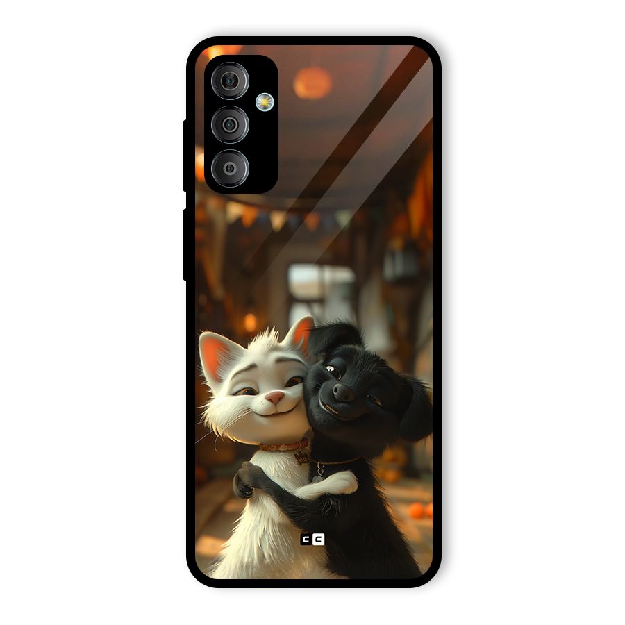 Cute Cat Dog Glass Back Case for Galaxy F23