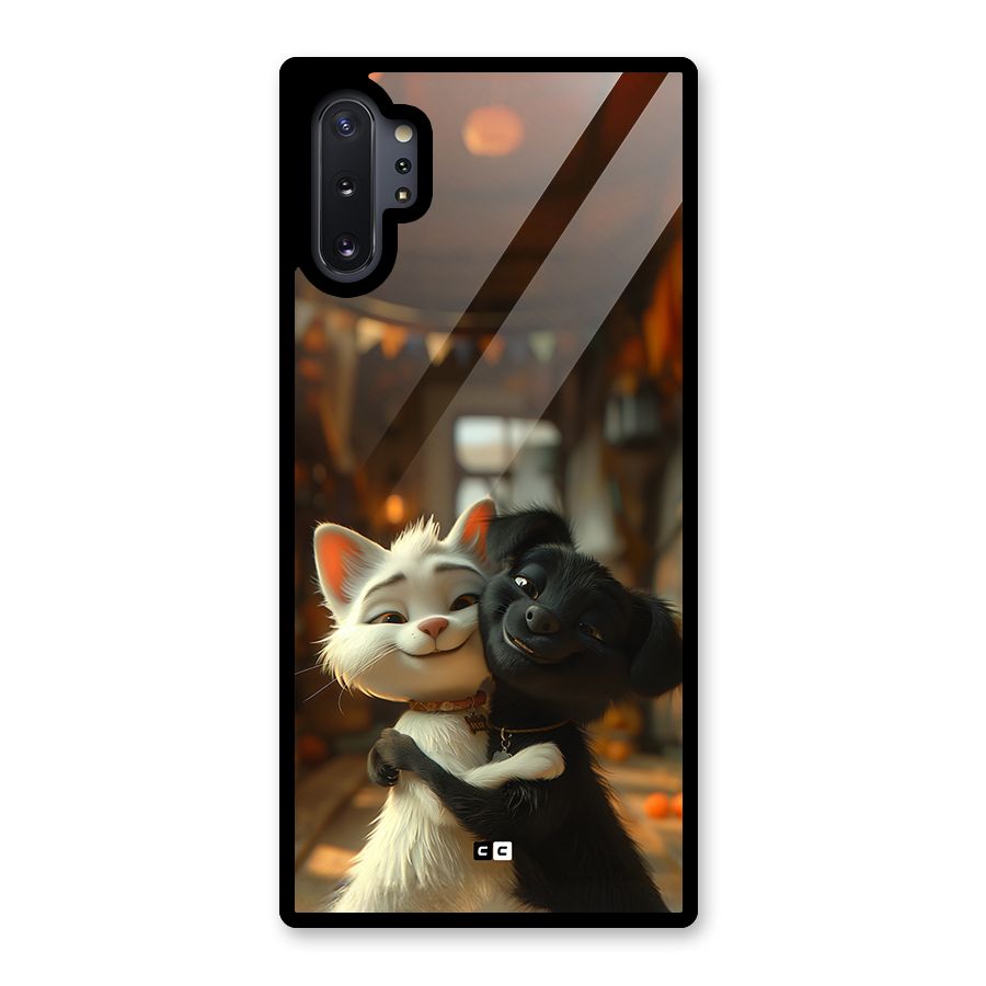 Cute Cat Dog Glass Back Case for Galaxy Note 10 Plus