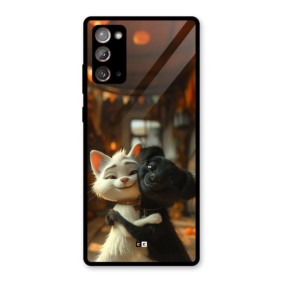 Cute Cat Dog Glass Back Case for Galaxy Note 20