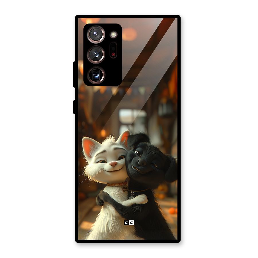 Cute Cat Dog Glass Back Case for Galaxy Note 20 Ultra