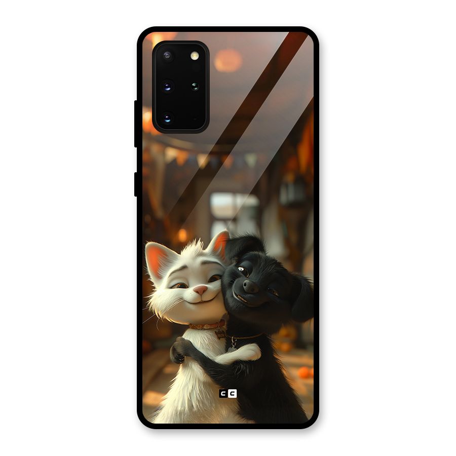 Cute Cat Dog Glass Back Case for Galaxy S20 Plus