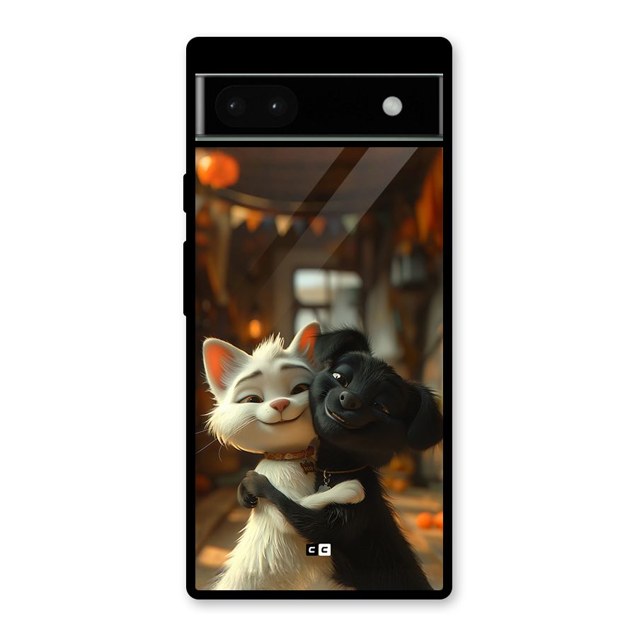 Cute Cat Dog Glass Back Case for Google Pixel 6a