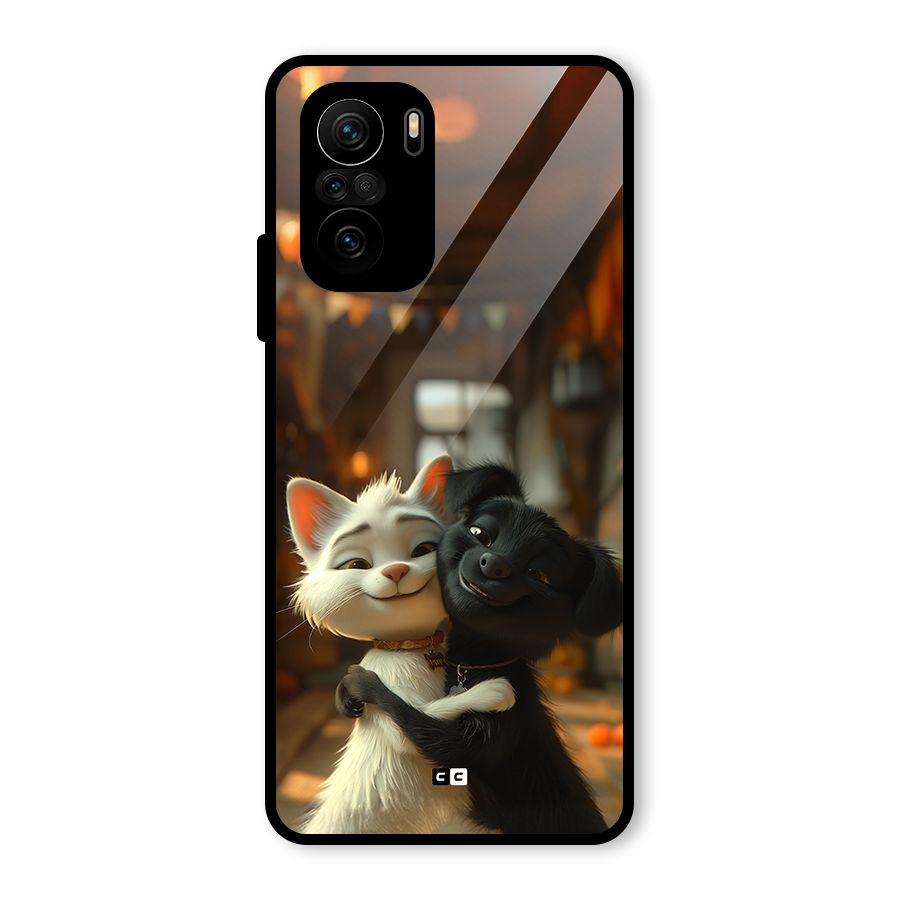 Cute Cat Dog Glass Back Case for Mi 11X Pro