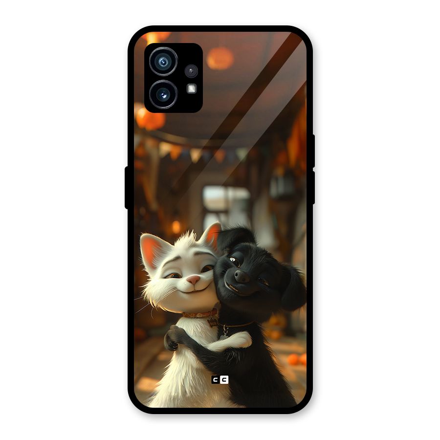 Cute Cat Dog Glass Back Case for Nothing Phone 1