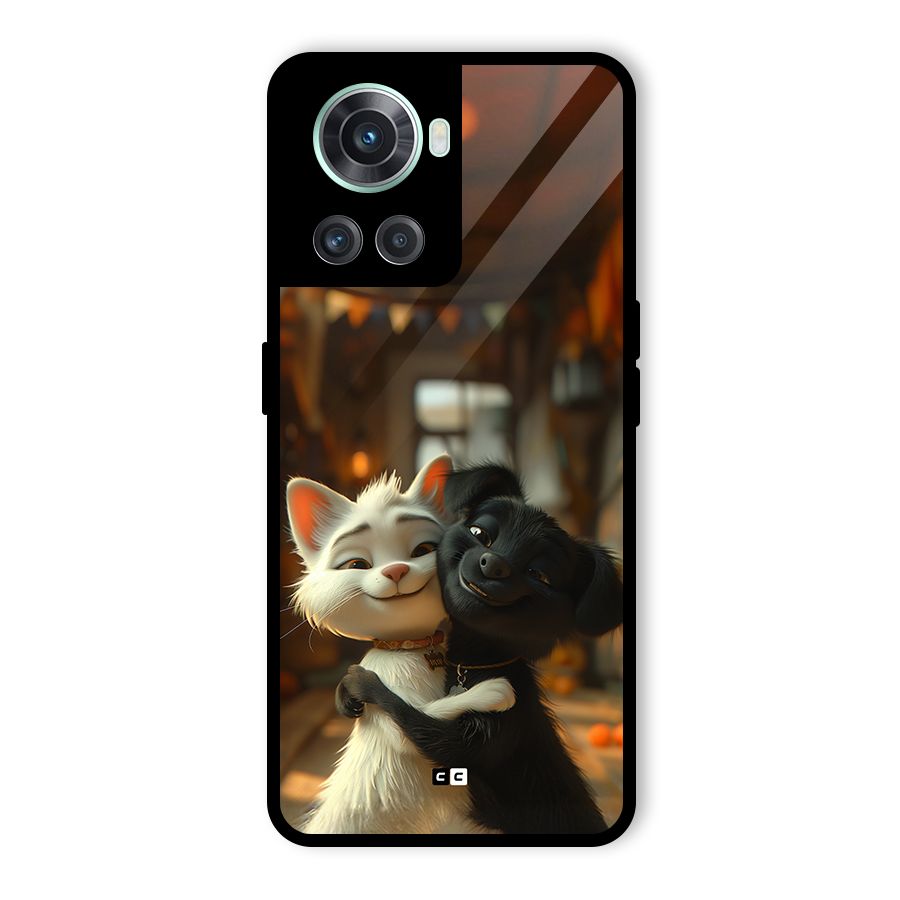 Cute Cat Dog Glass Back Case for OnePlus 10R