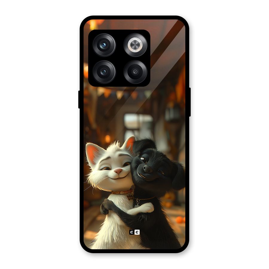 Cute Cat Dog Glass Back Case for OnePlus 10T