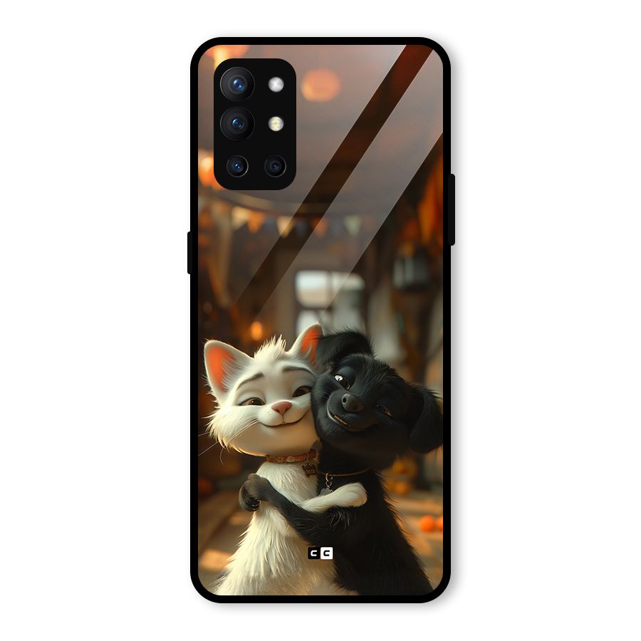 Cute Cat Dog Glass Back Case for OnePlus 9R