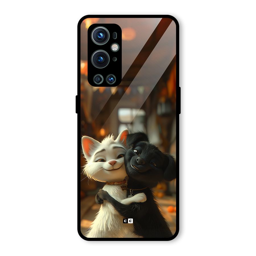 Cute Cat Dog Glass Back Case for OnePlus 9 Pro