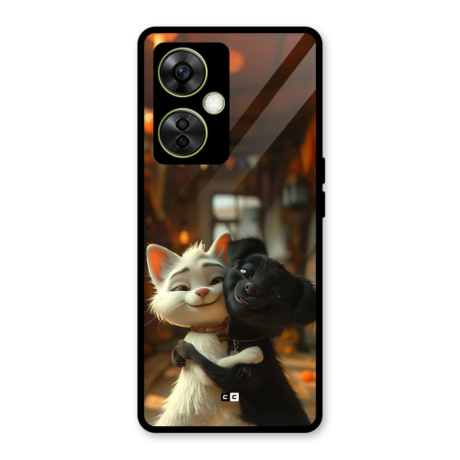 Cute Cat Dog Glass Back Case for OnePlus Nord CE 3 Lite