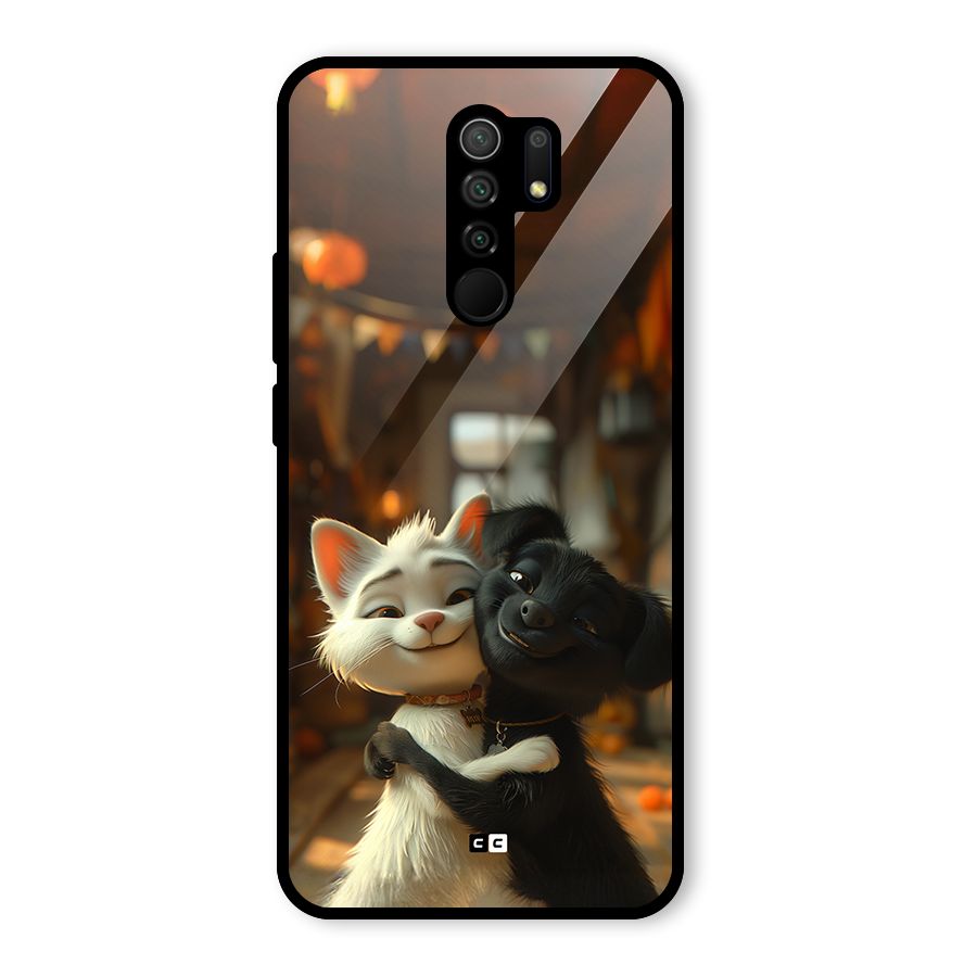 Cute Cat Dog Glass Back Case for Poco M2