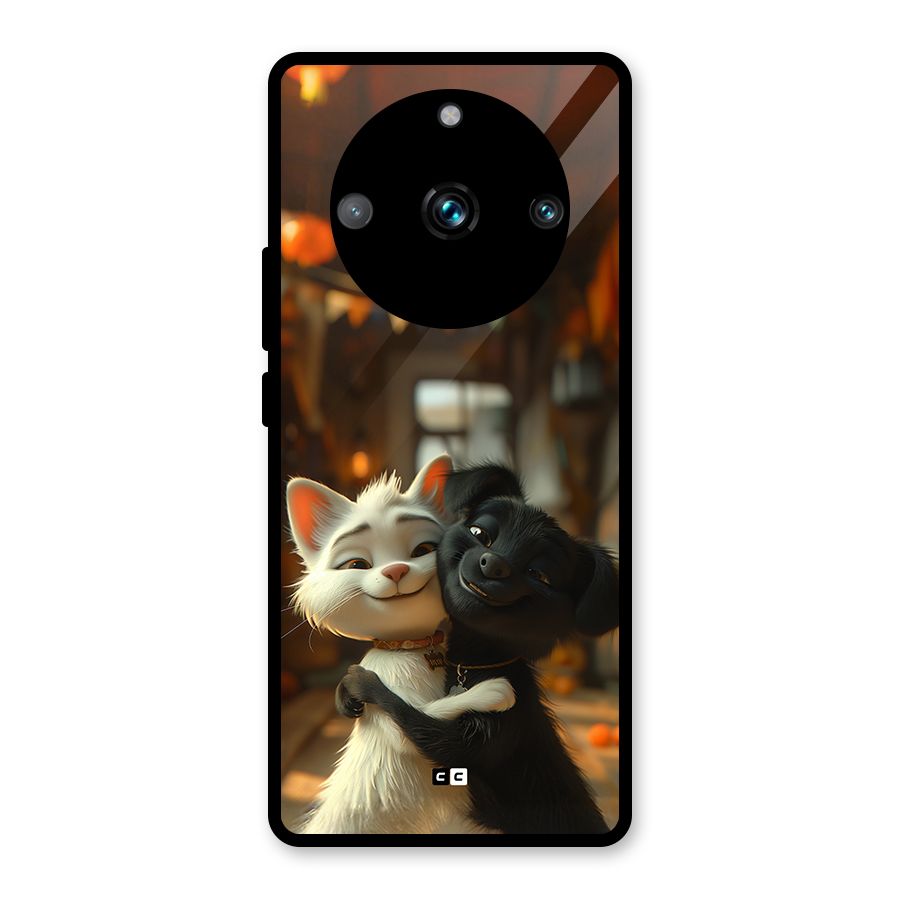 Cute Cat Dog Glass Back Case for Realme 11 Pro Plus