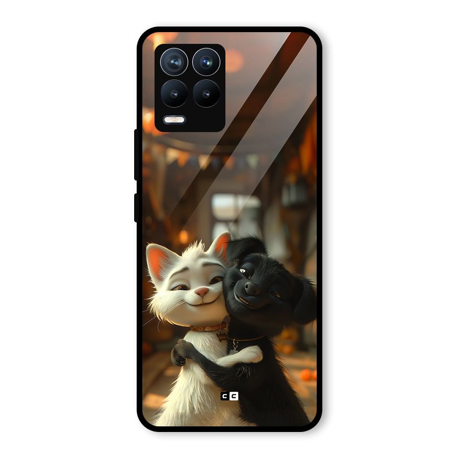 Cute Cat Dog Glass Back Case for Realme 8 Pro