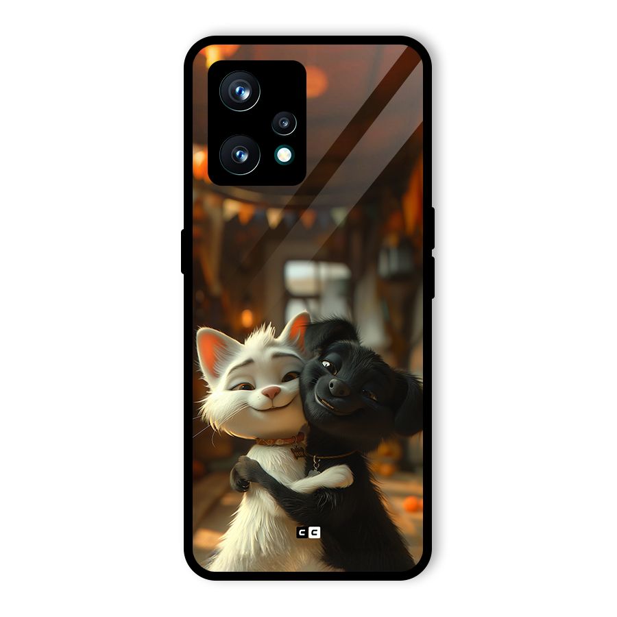 Cute Cat Dog Glass Back Case for Realme 9 Pro Plus 5G