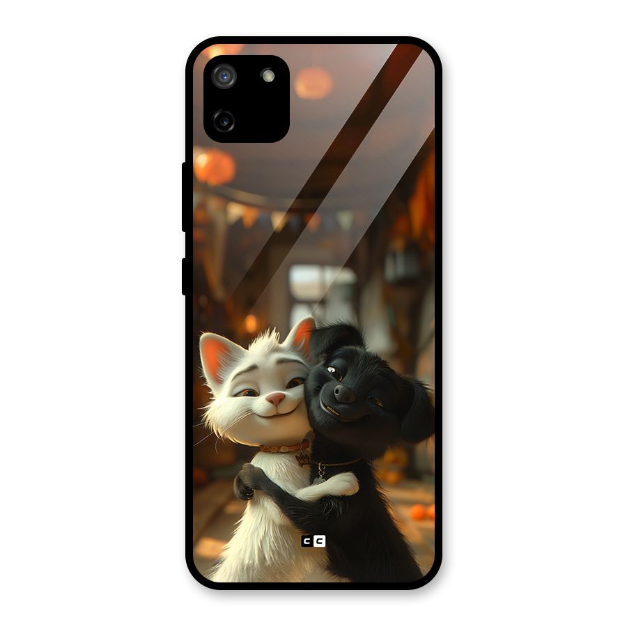 Cute Cat Dog Glass Back Case for Realme C11