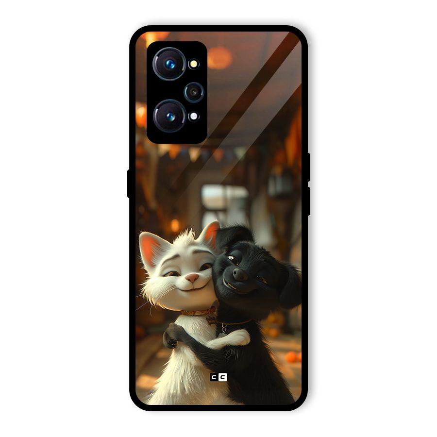 Cute Cat Dog Glass Back Case for Realme GT Neo2