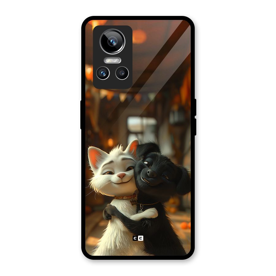 Cute Cat Dog Glass Back Case for Realme GT Neo 3