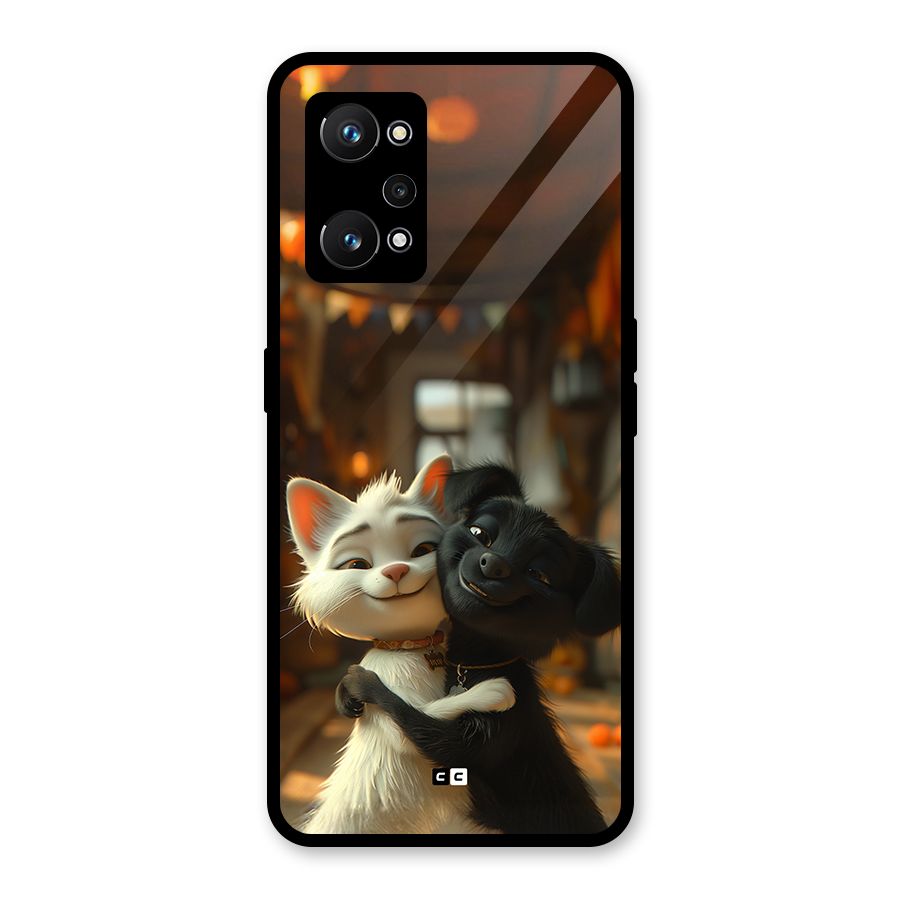 Cute Cat Dog Glass Back Case for Realme GT Neo 3T