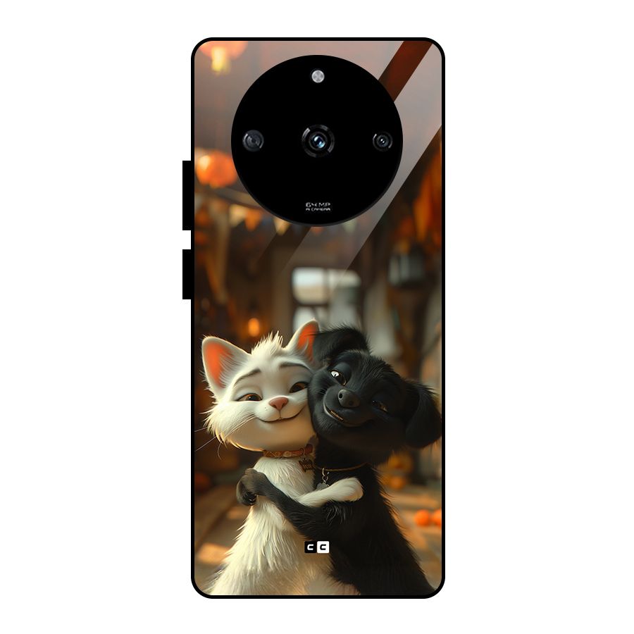 Cute Cat Dog Glass Back Case for Realme Narzo 60 5G