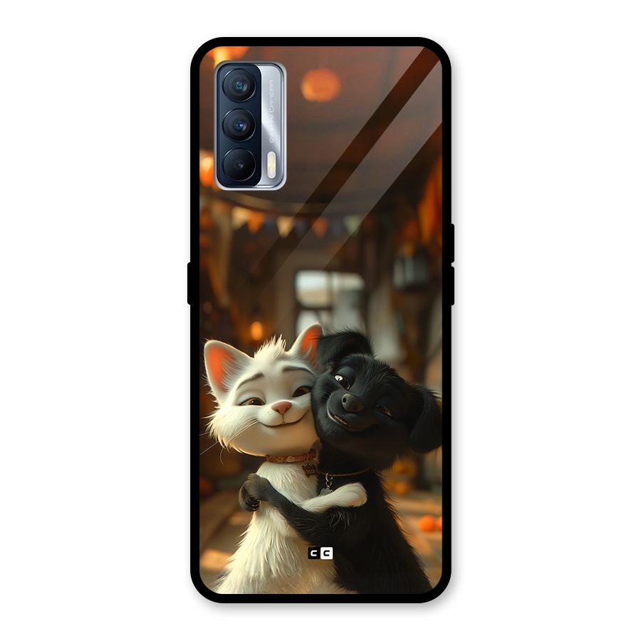 Cute Cat Dog Glass Back Case for Realme X7