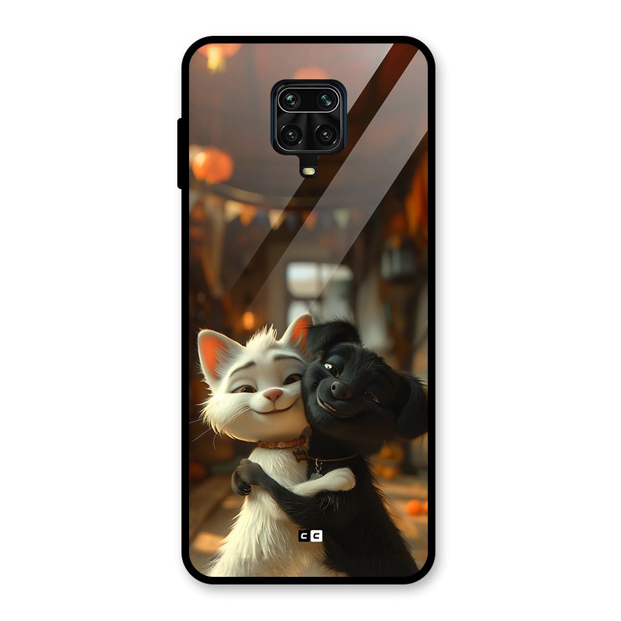 Cute Cat Dog Glass Back Case for Redmi Note 10 Lite