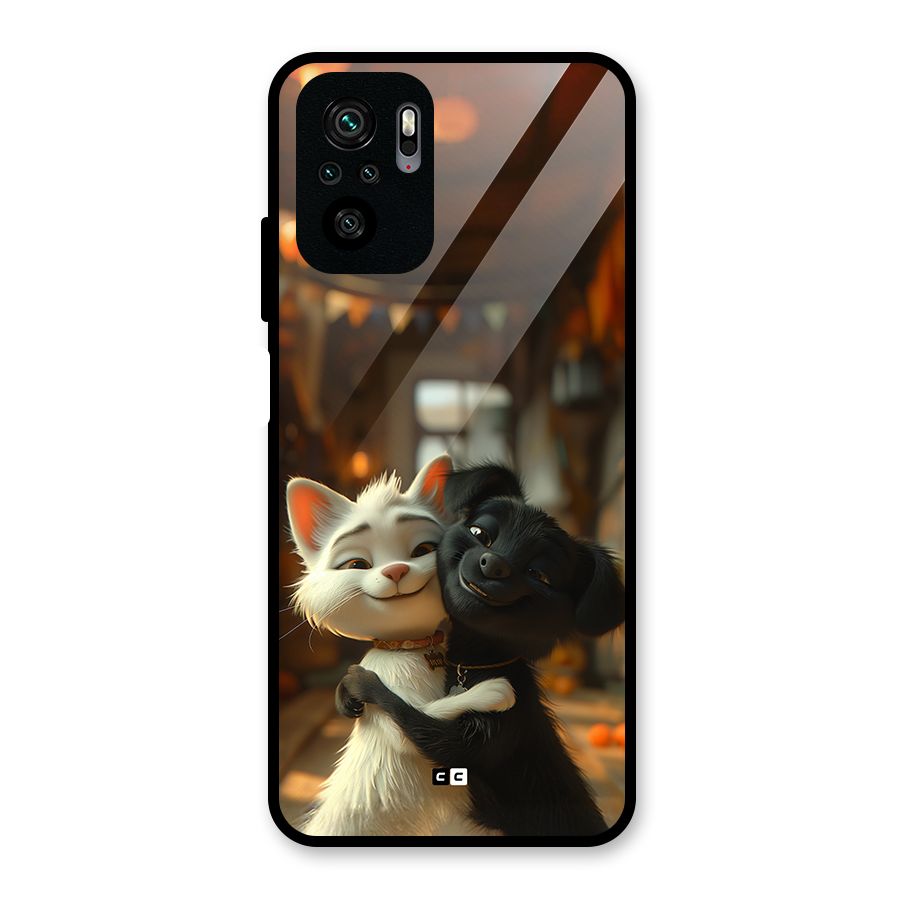 Cute Cat Dog Glass Back Case for Redmi Note 11 SE