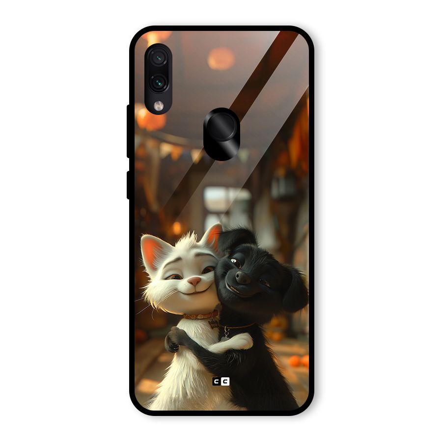 Cute Cat Dog Glass Back Case for Redmi Note 7 Pro