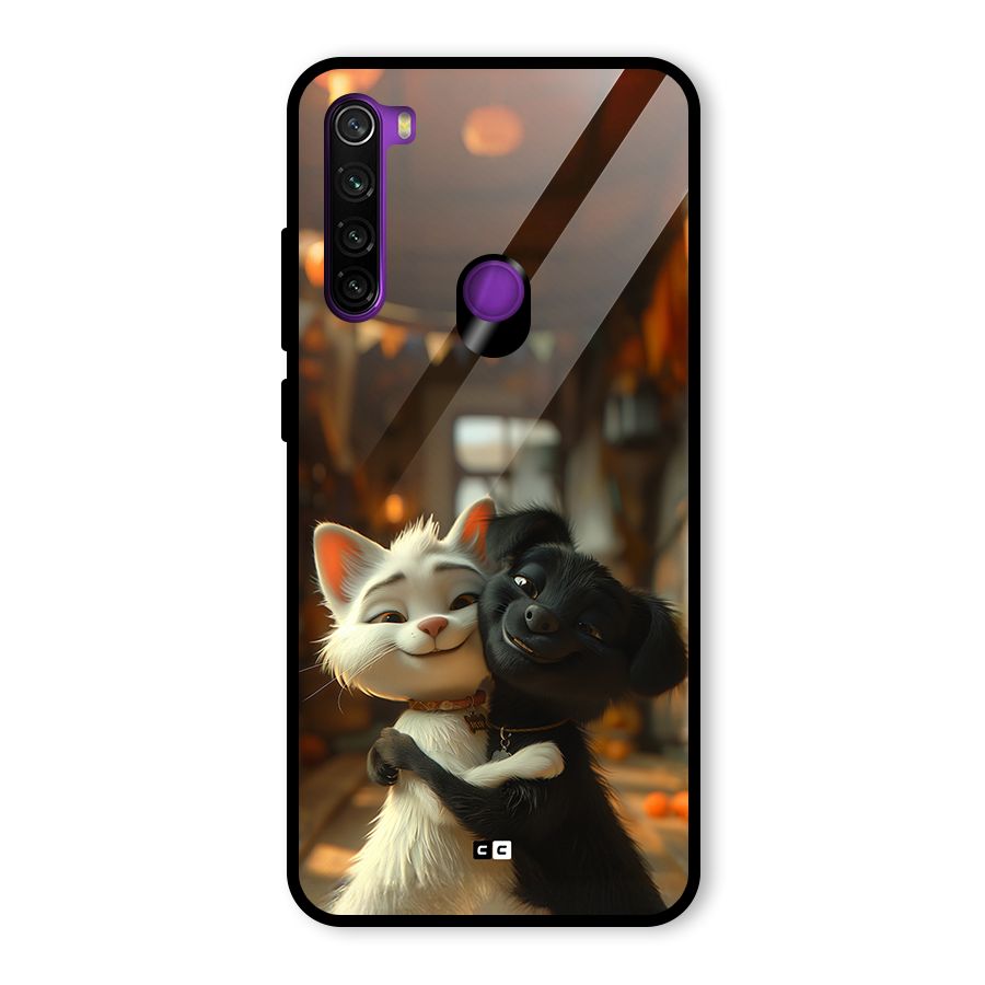 Cute Cat Dog Glass Back Case for Redmi Note 8