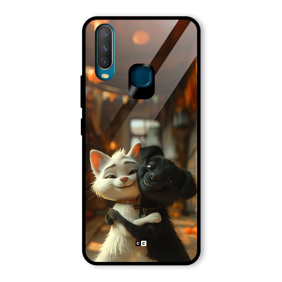 Cute Cat Dog Glass Back Case for Vivo U10