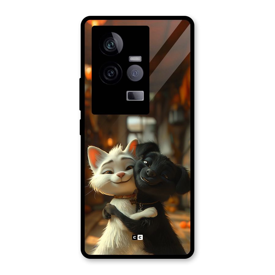 Cute Cat Dog Glass Back Case for Vivo iQOO 11 5G