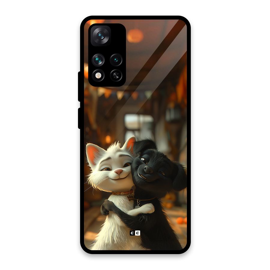 Cute Cat Dog Glass Back Case for Xiaomi 11i HyperCharge 5G