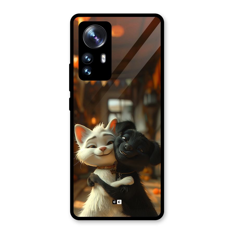 Cute Cat Dog Glass Back Case for Xiaomi 12 Pro