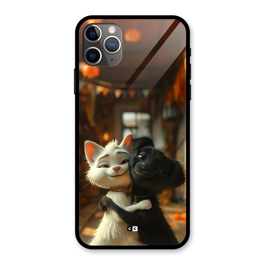 Cute Cat Dog Glass Back Case for iPhone 11 Pro Max