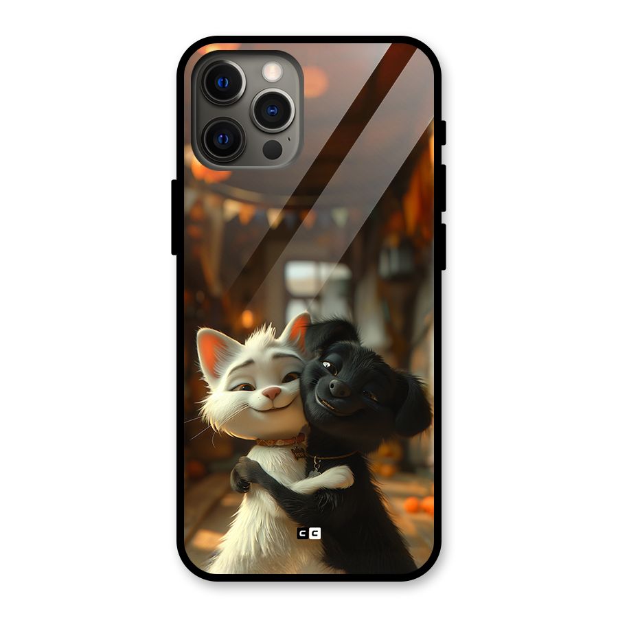 Cute Cat Dog Glass Back Case for iPhone 12 Pro Max