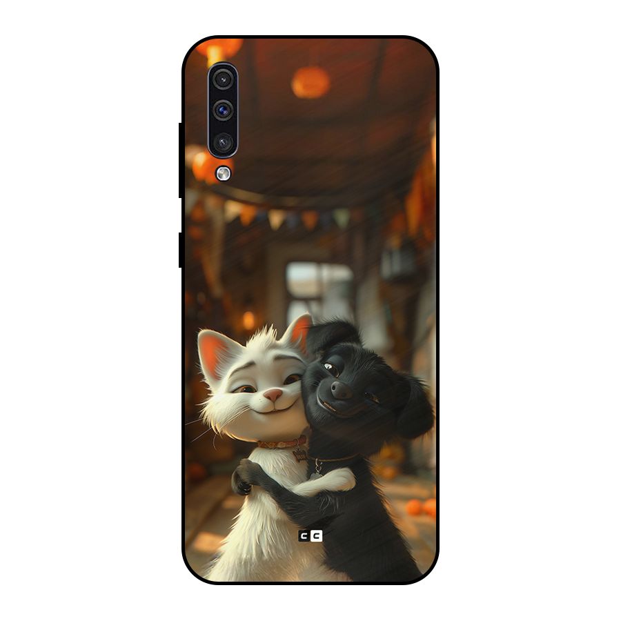 Cute Cat Dog Metal Back Case for Galaxy A30s